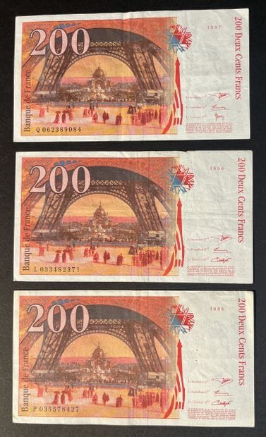 Billets de Banque. France. Ensemble de 3...