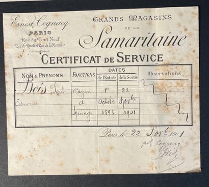 GRANDS MAGASINS. Ensemble de 6 factures entre...