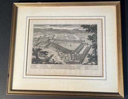 Etching depicting a general view of Fontainebleau,...