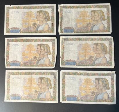 Billets de Banque. France. Ensemble de 6...