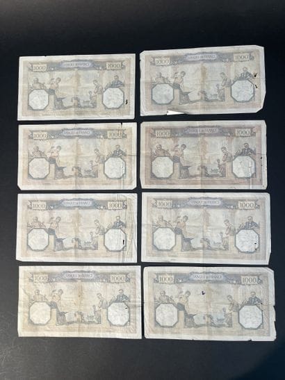 Billets de Banque. France. Ensemble de 8...