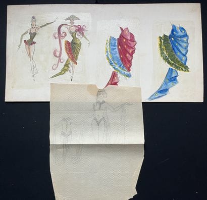 MUSIC HALL. Set of 4 gouache paintings of...