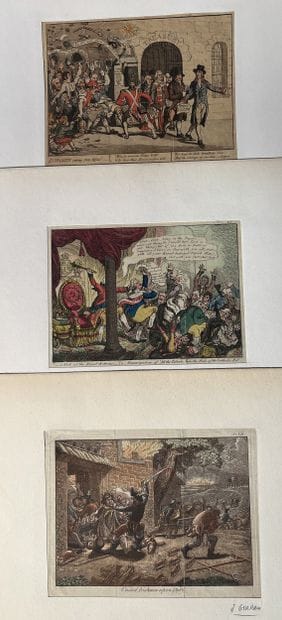 GILLRAY, James. A set of 8 satirical engravings...