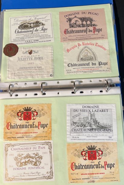 Collection d'étiquettes de vin dans 2 cl...