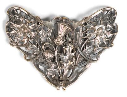 BOUCLE DE CEINTURE en argent en forme d'ailes...
