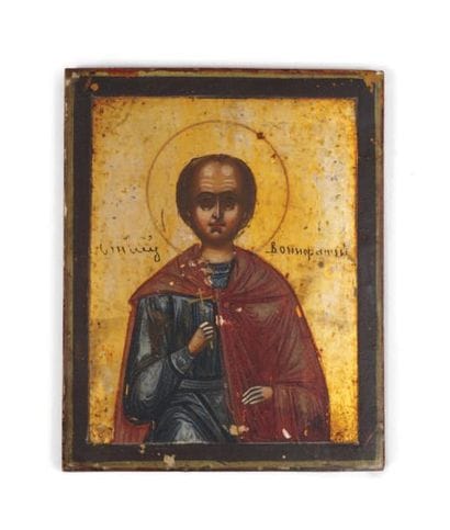 ICÔNE DE VOYAGE Saint Martyr Bonifatius.
Tempera...