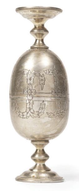 PAIRE DE COQUETIERS en argent 84 zolotniks...