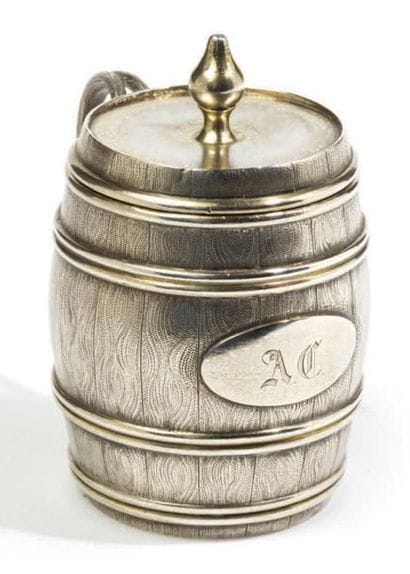 TASSE COUVERTE à anse en argent 84 zolotniks...