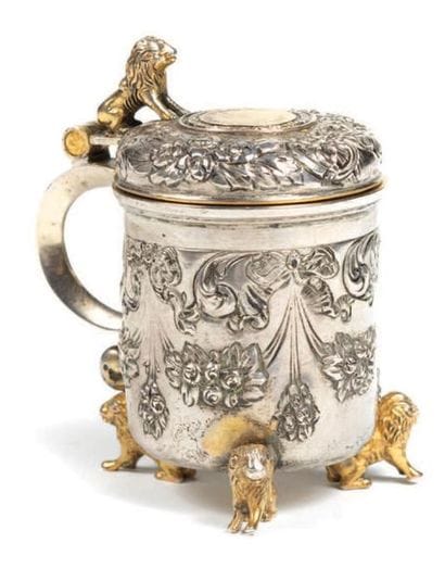 TANKARD COUVERT MINIATURE en vermeil 84 zolotniks...