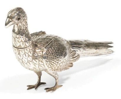 SAUPOUDREUSE en forme d'oiseau en argent...