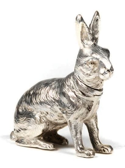 SALIÈRE en forme de lapin en argent (800...