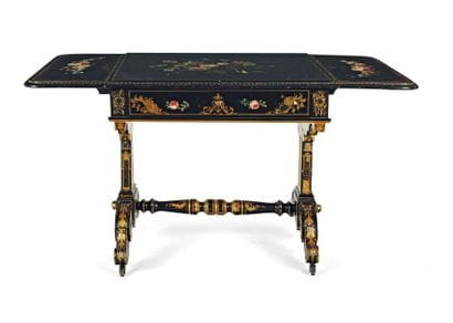 Table à volets en bois peint et doré sur...