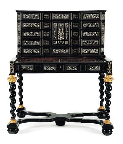 Cabinet Scriban en bois teinté noir, palissandre...