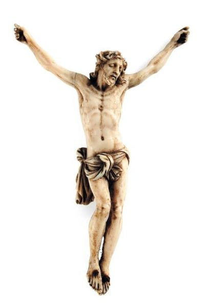 Christ en ivoire finement sculpté. Visage...