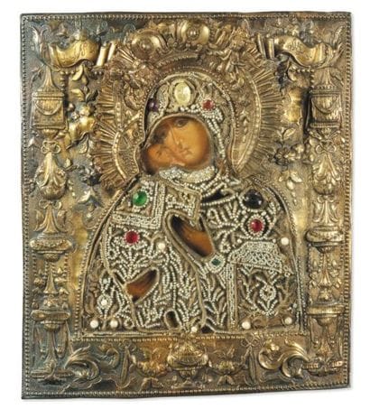Vierge de Vladimir, Russie, vers 18OO Broderie...