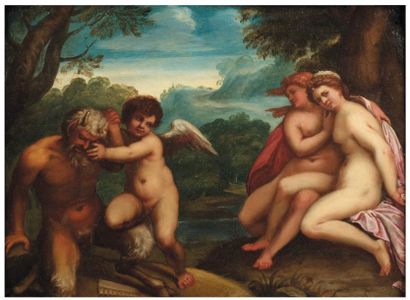 ÉCOLE BOLONAISE, VERS 1630
Faune, Cupidon...