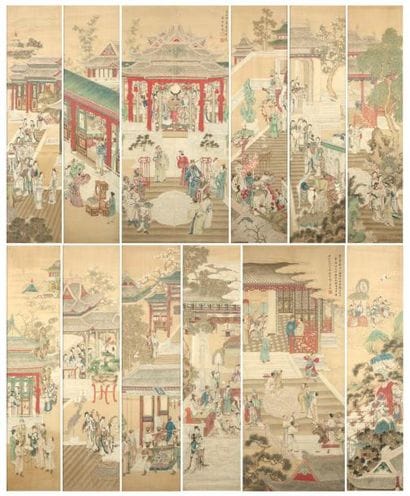 Lot composé de douze dessins H_126 cm L_56...