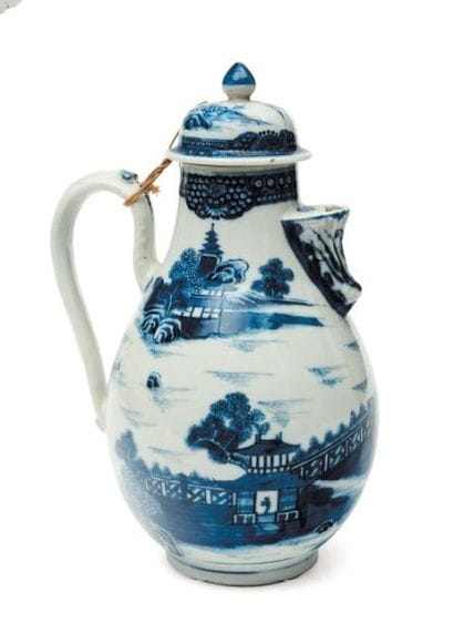 Grande théière bleu blanc. H_25 cm