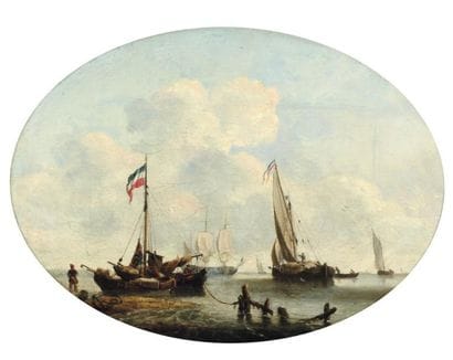 ÉCOLE HOLLANDAISE
Marine Toile ovale. H_42...