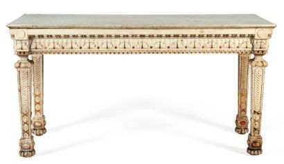 Table-console en bois peint rechampi or,...