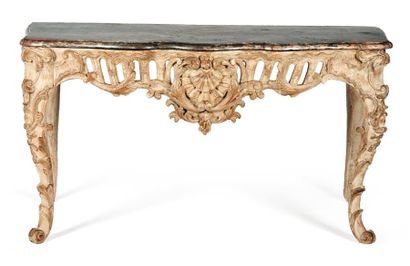 Table-console en bois repeint. La ceinture...