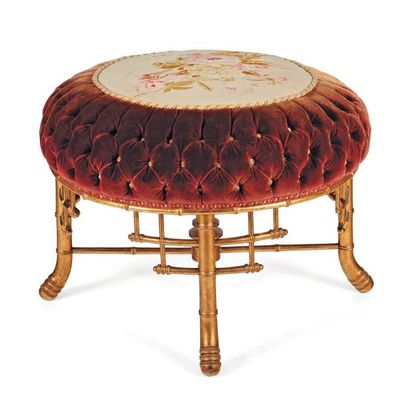 Tabouret circulaire de goût chinois en bois...