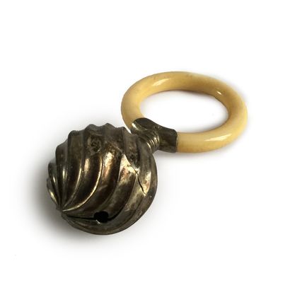 Ivory and silver rattle.