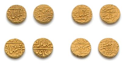 Lot de quatre pièces de monnaie en or.
Punjab,...