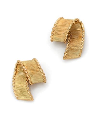 Paire de clips d'oreille en rubans d'or jaune...