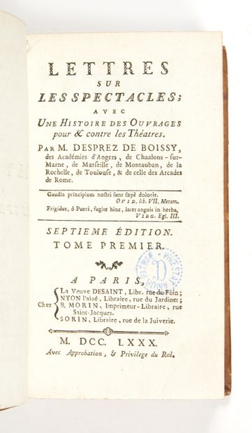 DESPREZ DE BOISSY, Charles
Letters on spectacles;...