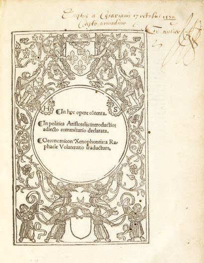 ARISTOTE
In hoc opere contenta: In politica...