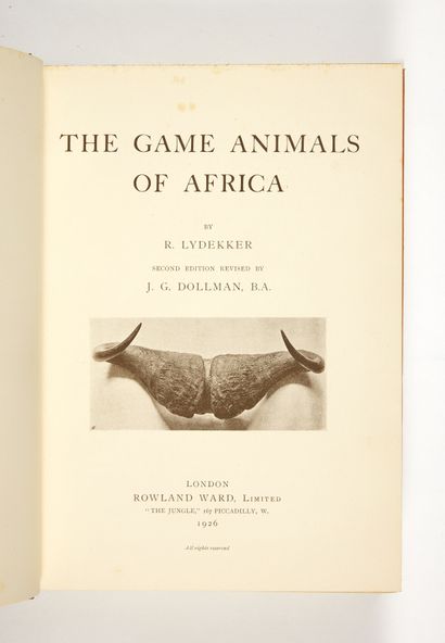 LYDEKKER, Richard
The Game Animals of Africa....
