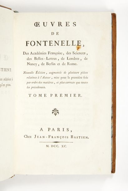 FONTENELLE, Bernard Le Bovier de
Works. New...