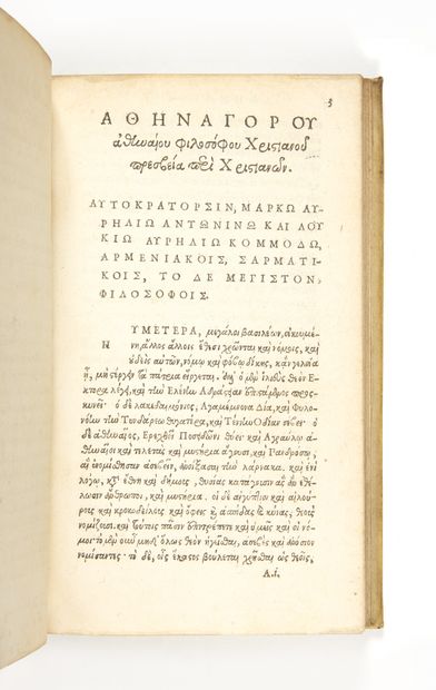 ATHENAGORAS
[Graece & Latin] Apologia pro...