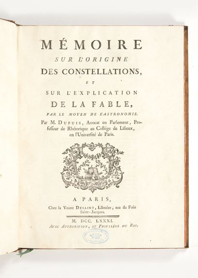 DUPUIS, Charles François
Mémoire sur l'origine...