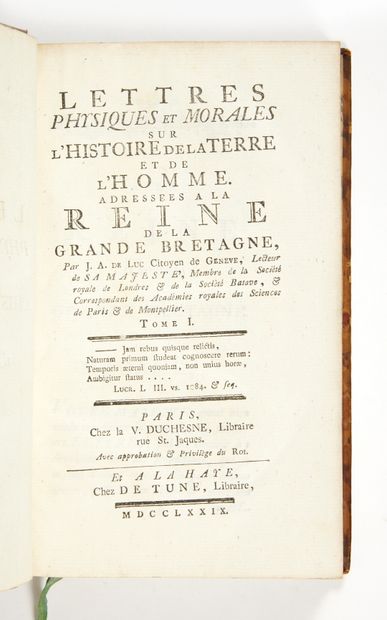 DELUC, Jean André
Lettres sur l'histoire...