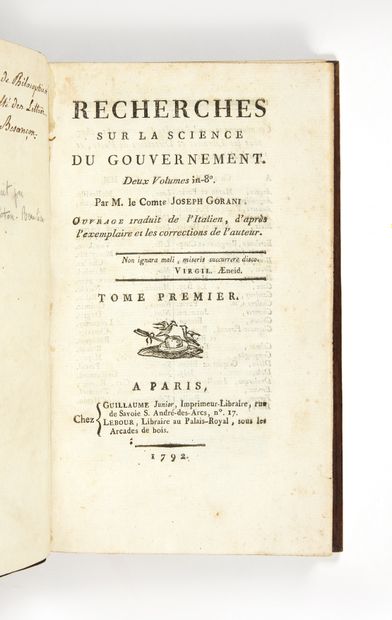 GORANI, Joseph
Recherches sur la science...