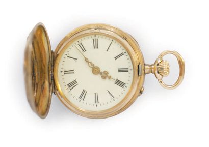 LOT OF 2 NECKWATCHES in 18k (750) gold, white...