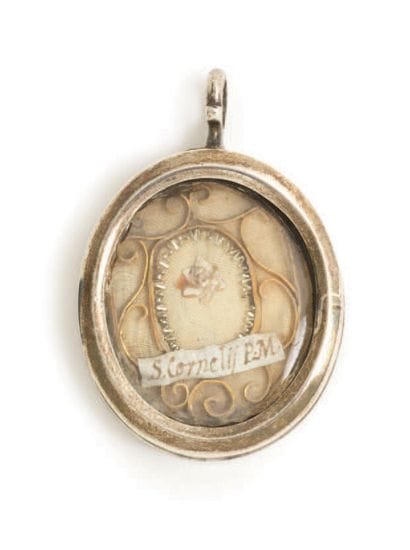 SILVER BOX WITH RELIQUARY SAINT CORNELIUS...