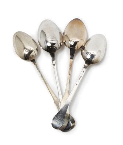 FOUR SILVER RAGOUT SPoons Brugges, Mons,...