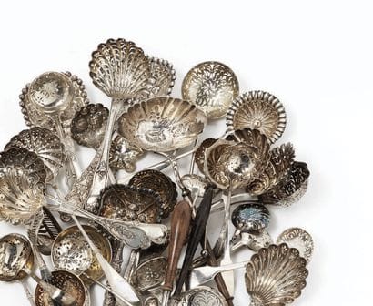 LOT OF 40 SILVER SPOONING SPoons Europe,...