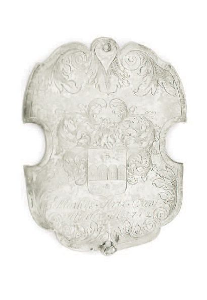 LOT OF FIVE SILVER ARMOIRIE PLATES Belgium,...