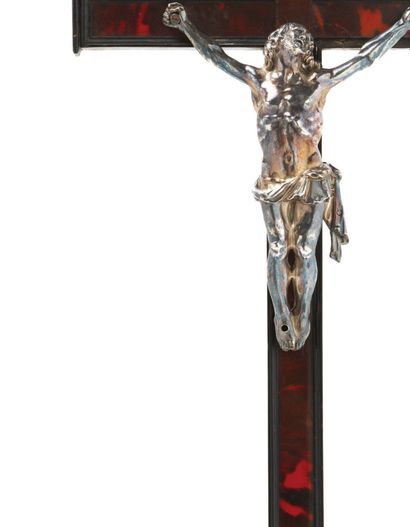 CRUCIFIX IN CASE WITH JESUS IN SILVER Antwerp,...
