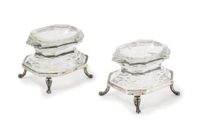 PAIR OF SILVER AND CRYSTAL SALESWORKS AND...