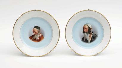 RARE PAIR OF RUSSIAN DECORATIVE PAINTED PORCELAIN...