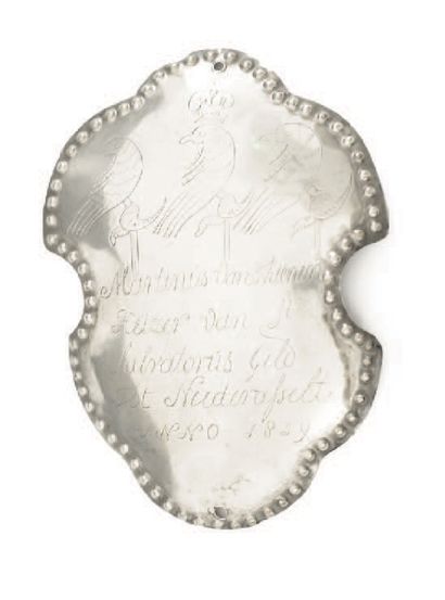 LOT OF FIVE SILVER ARMOIRIE PLATES Belgium,...