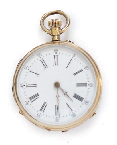 LOT OF 4 NECKWATCHES in 14k (585) yellow...