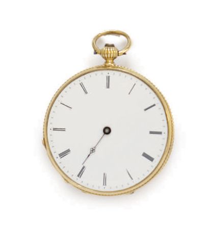 LOT OF 2 NECKWATCHES in 18k (750) gold, white...