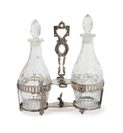 SILVER OIL BOILER AND ITS TWO CARAFES Antwerp,...