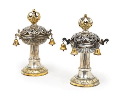 PAIR OF SILVER RIMONIM Czechoslovakia, 1925
Partly...
